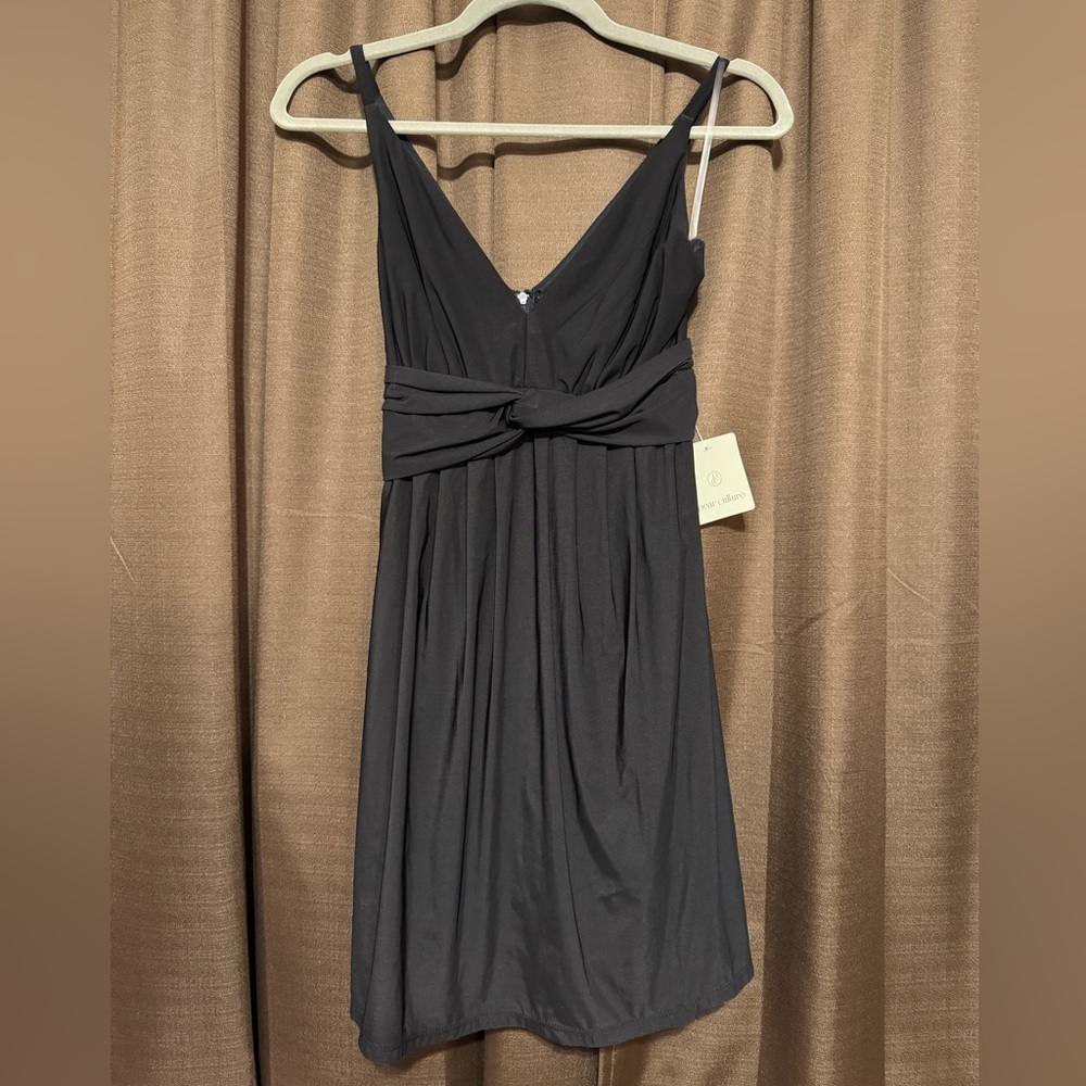 Pear Culture Elegant Black Sleeveless V-Neck Dress, Size XS